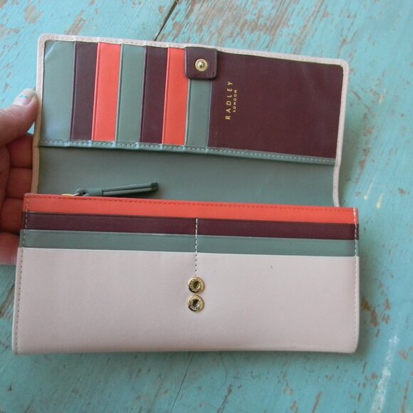 RADLEY London Smooth PINK Leather Shadow Stripe CLUTCH Wallet Scottie LARGE - Picture 7 of 9